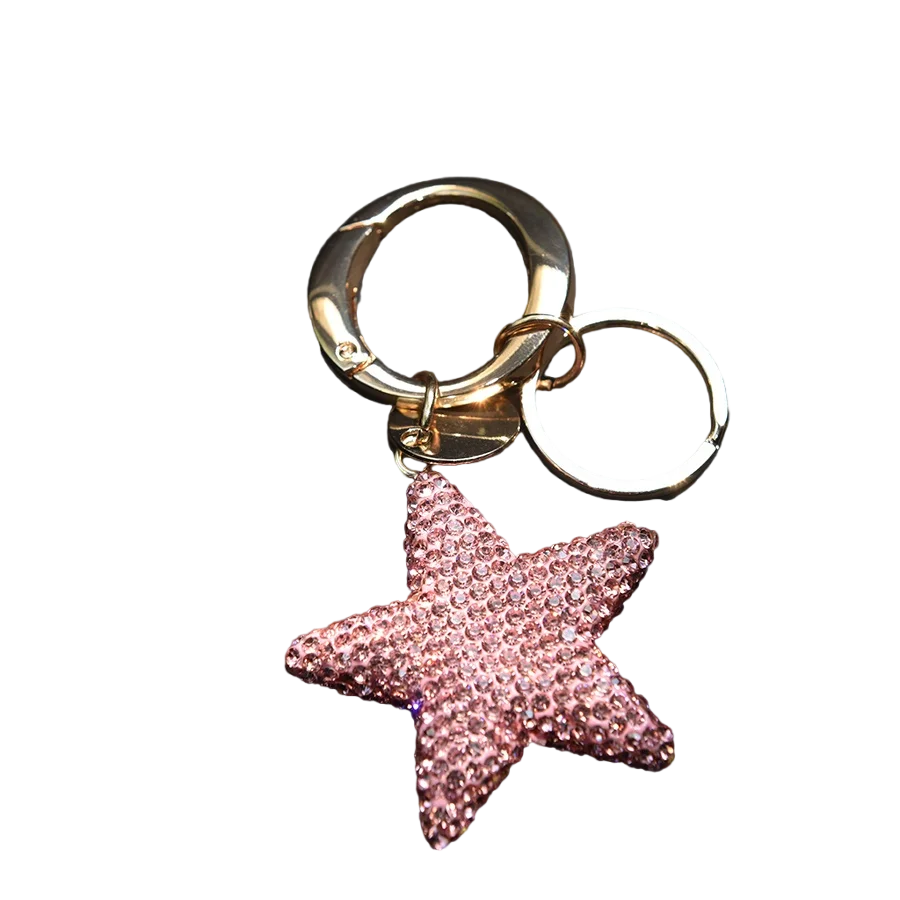 Creative Diamond-Encrusted Five-Pointed Star Keychain, Artificial-Encrusted Diamond Keychain, Bag Pendant