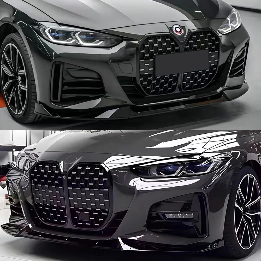 BMW 4 시리즈 G24 G26 420i 430i I4 M50 M-스포츠 그란 쿠페 4도어 2021-2024 ABS 바디 키트용 자동차 프론트 범퍼 스플리터 립 디퓨저 썸네일 2