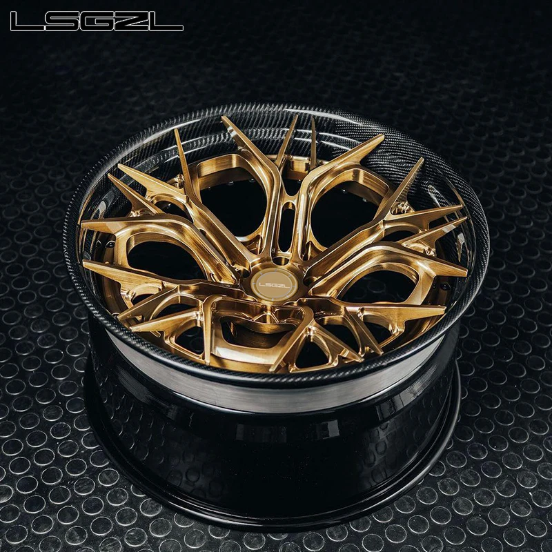 LSGZL Forged Carbon Fiber 2-piece Custom 5x130 5x114.3 5x112 Alloy Rim 16 -26 Inch Concave Deep Dish Luxury Car Wheels 15