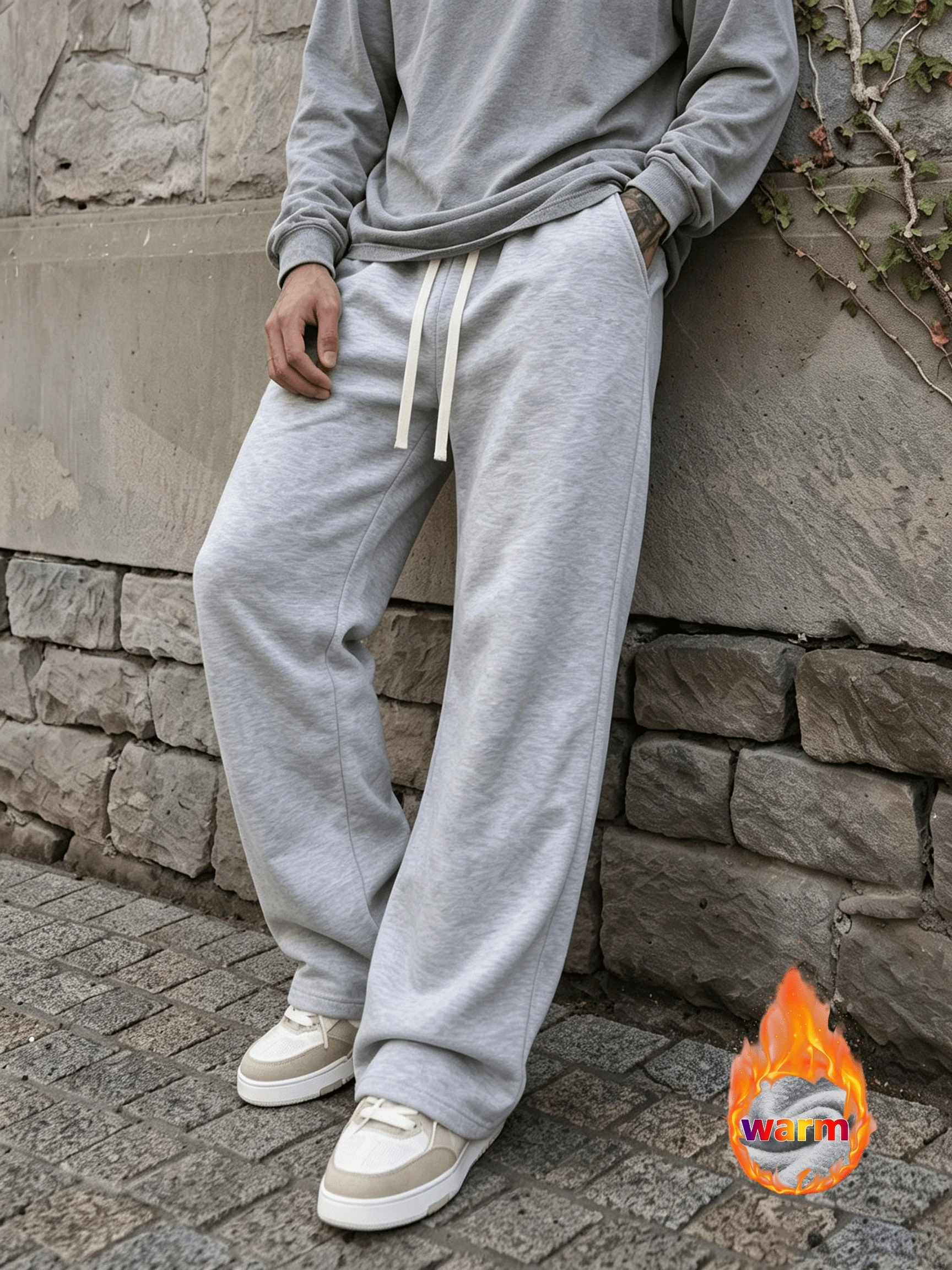 Men's Thermal -Lined Jogger Pants with Pockets - Winter Warmth Suitable for Cold Weather