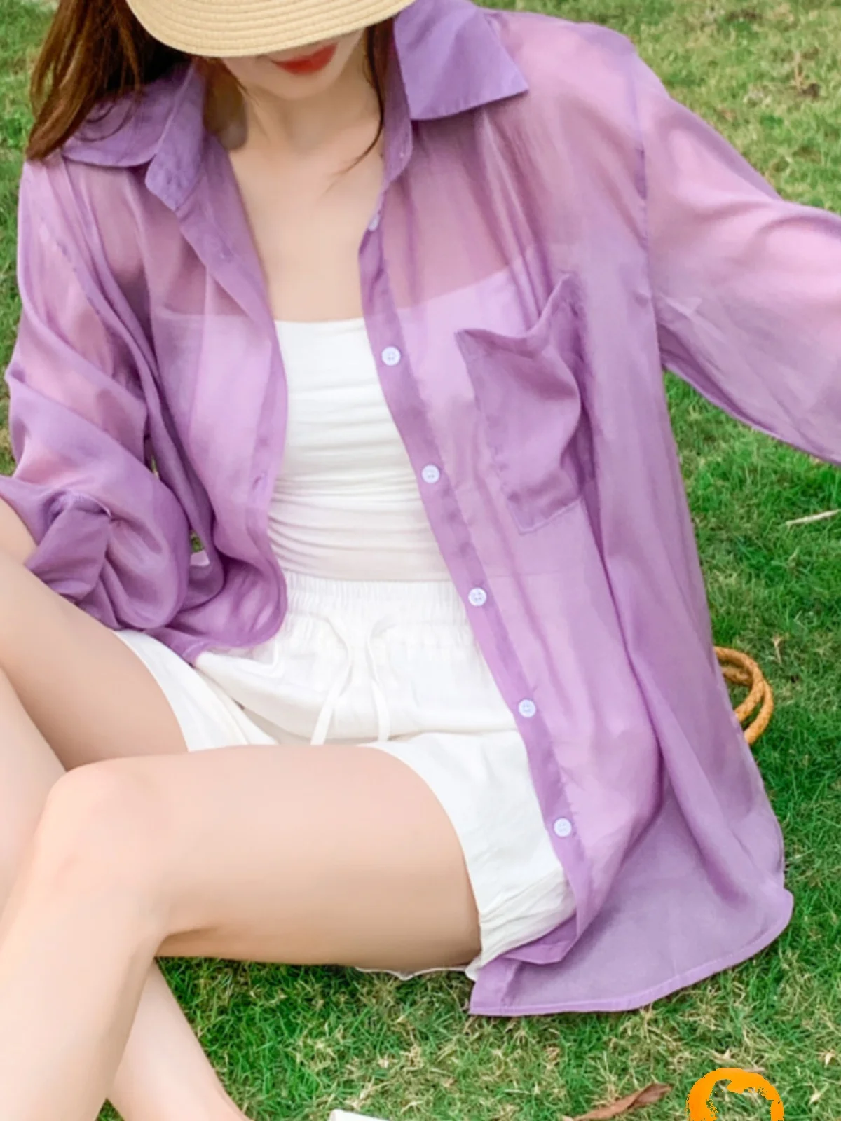 

Summer 2026 Women's Loose Lazy Long Sve irt Korean Sle Casual Lightweight Chiffon Open Cardigan Top Sun Protection
