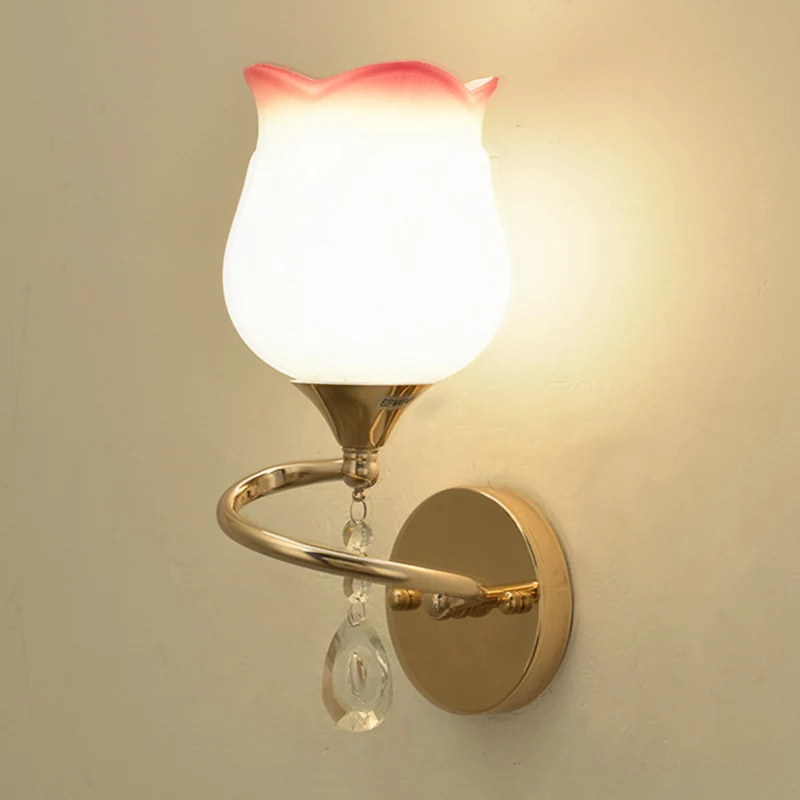 

European Modern Led Wall Lamp Bedroom Bedside Lighting Creative Flower-shaped Living Room Aisle Stairs With Switch Wall Light