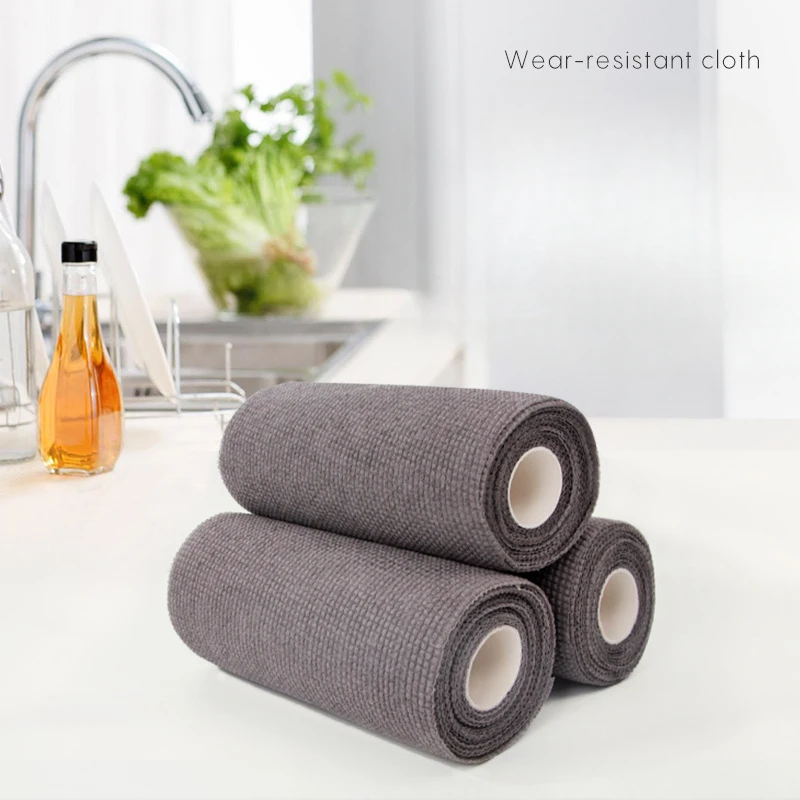 1 Roll/25pcs Disposable Non-woven Kitchen Clean Dish Rag Household Washable Wet and Dry Dual-use Hand Tear Clean Towel Lazy Rags