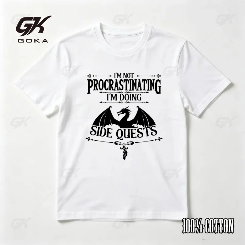 I'm Not Procrastinating I'm Doing Side Quests RPG Gamer Dungeons and Dragons T-Shirt Vintage Style 80s 90s Casual Hipster