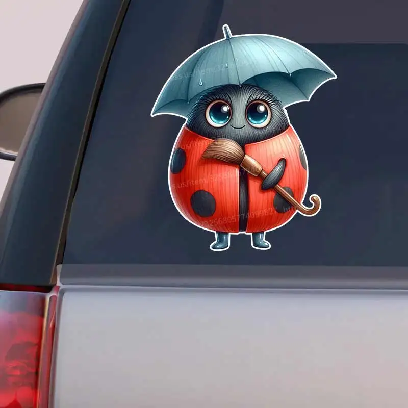 Симпатичная наклейка с божьей коровкой для автомобиля, водонепроницаемая виниловая наклейка на бампер, заднее стекло, самоклеящаяся наклейка для ноутбука, аксессуары для автомобиля Y439