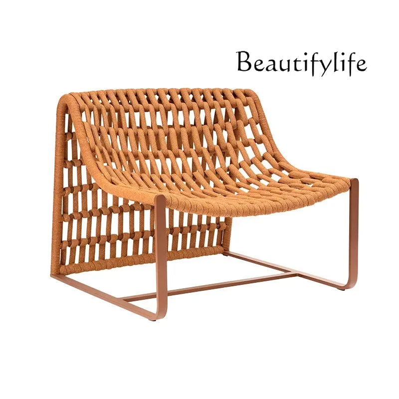 X40 Outdoor Rattan Sofa Balcony Rattan Chair Single Bed And Breakfast Outdoor Leisure Rattan Sofa Pedal
