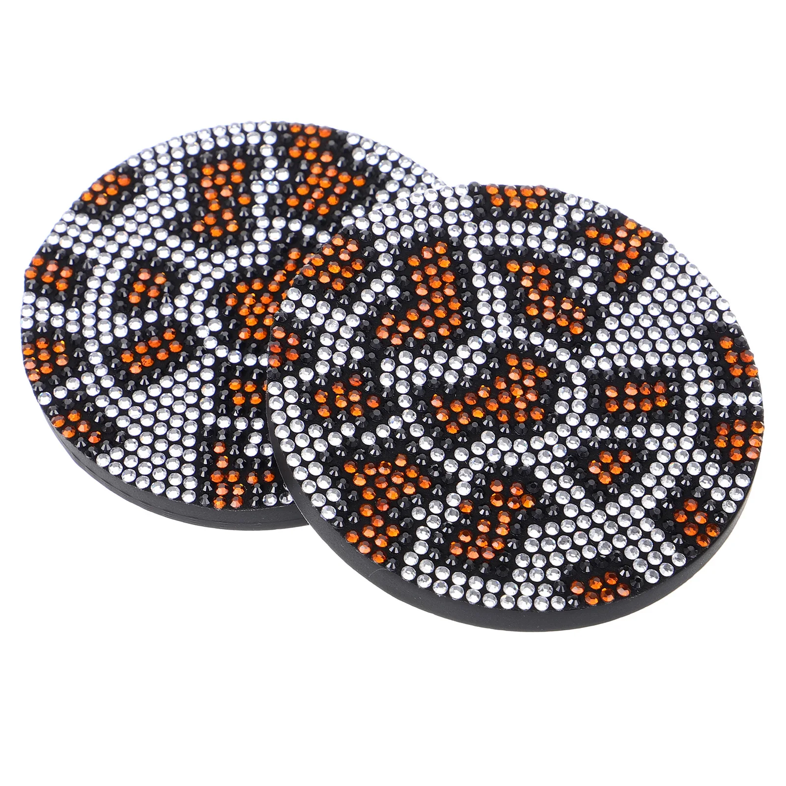 

2pcs Silicone Car Holder Coasters Anti-Slip Water Cup Mat Bling Rhinestone Insert Durable Nonskid For Car Interior Auto