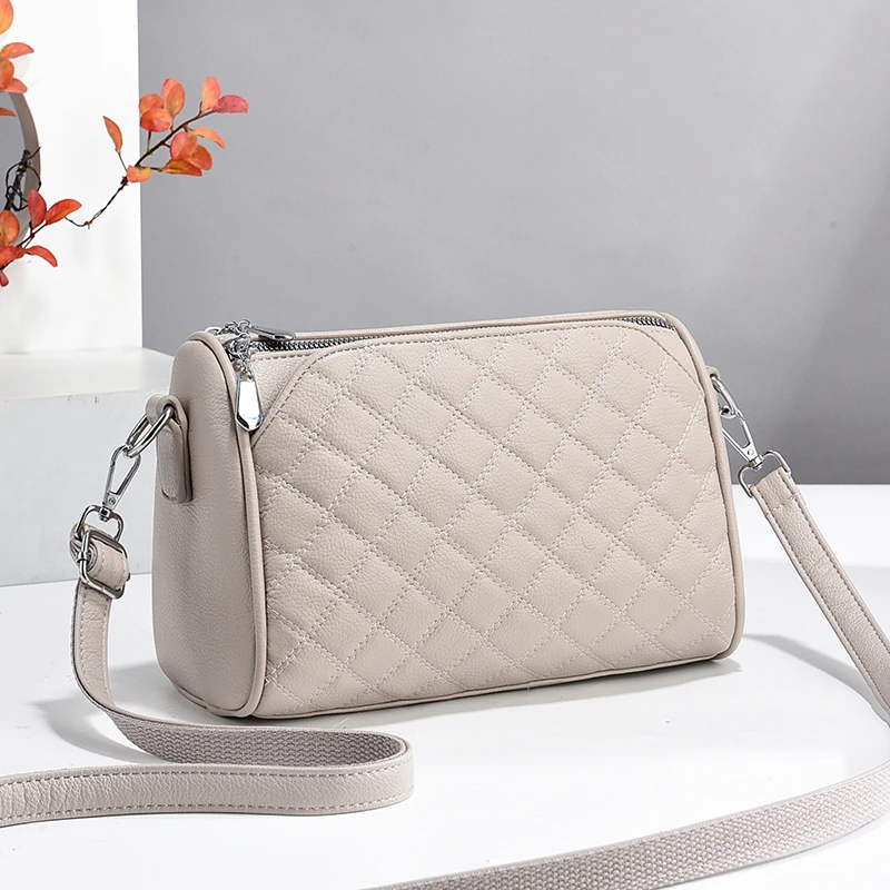 

Trendy Various Quilted Crossbody Bag, Solid Color Multi-layer Zipper Hone Lipstick Coin Bag, Perfect Shoulder Bag For Daily Use