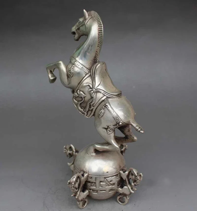 Chinese Silver Copper Statue - Horse Seismograph Qing Dynasty Qianlong Mark