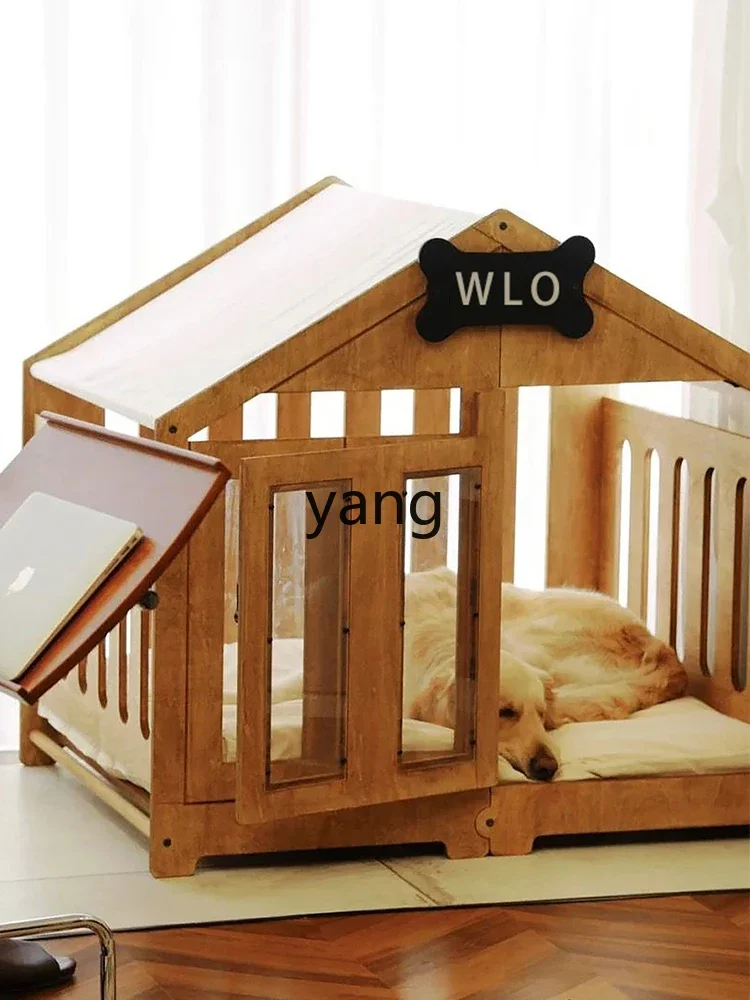 XYY Dog House Villa Solid Wood Kennel Large Dog Golden Retriever Luxury Removable Dog House