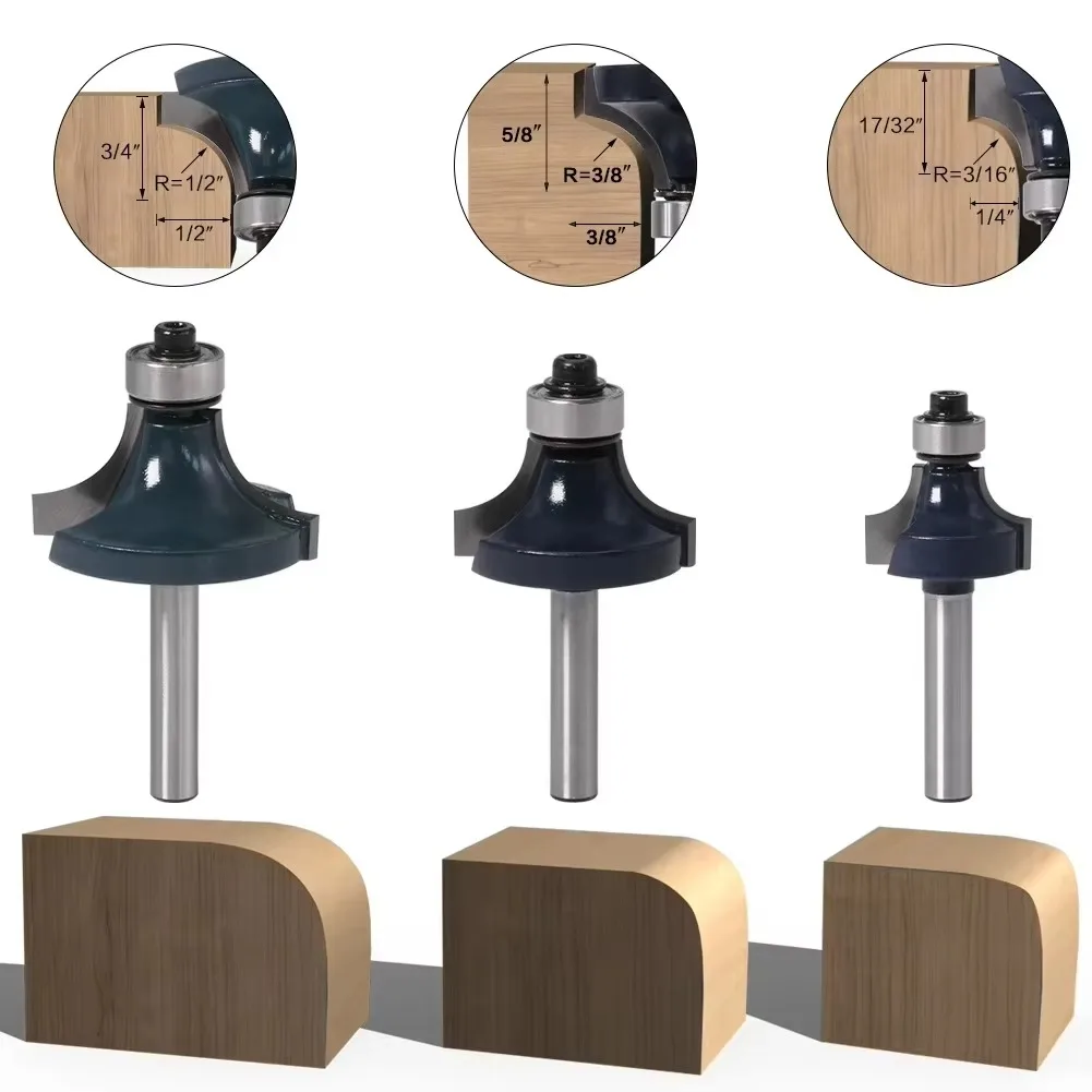 

1 шт. 1/4 "6,35 мм фреза с хвостовиком, резьба по дереву, угловая фреза с подшипником для деревообработки, карбид