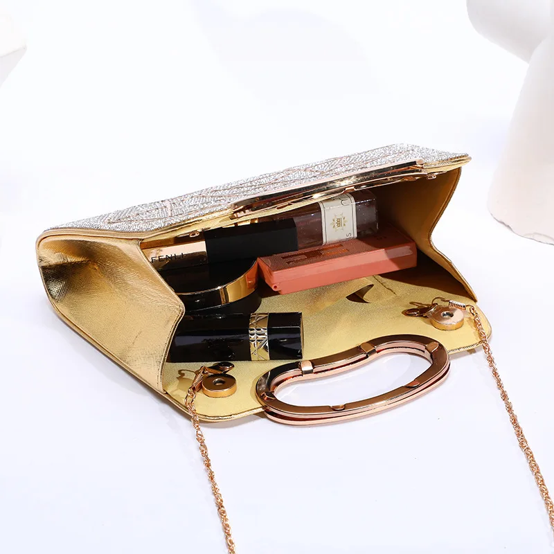 Fashion Women Clutch Bag Leather Handbag With Pearl Rhinestone Luxury Chain Shoulder Bag For Ladies Party Birthday Wedding Purse