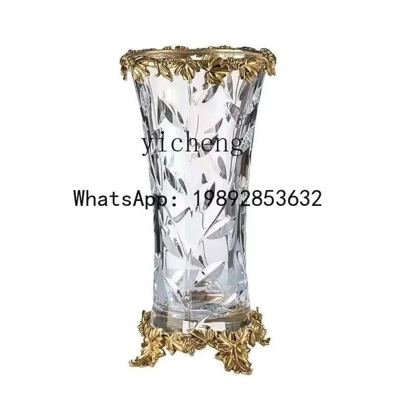 

B-1 pure copper crystal glass vase hydroponic transparent flower arrangement high-end luxury living room decoration