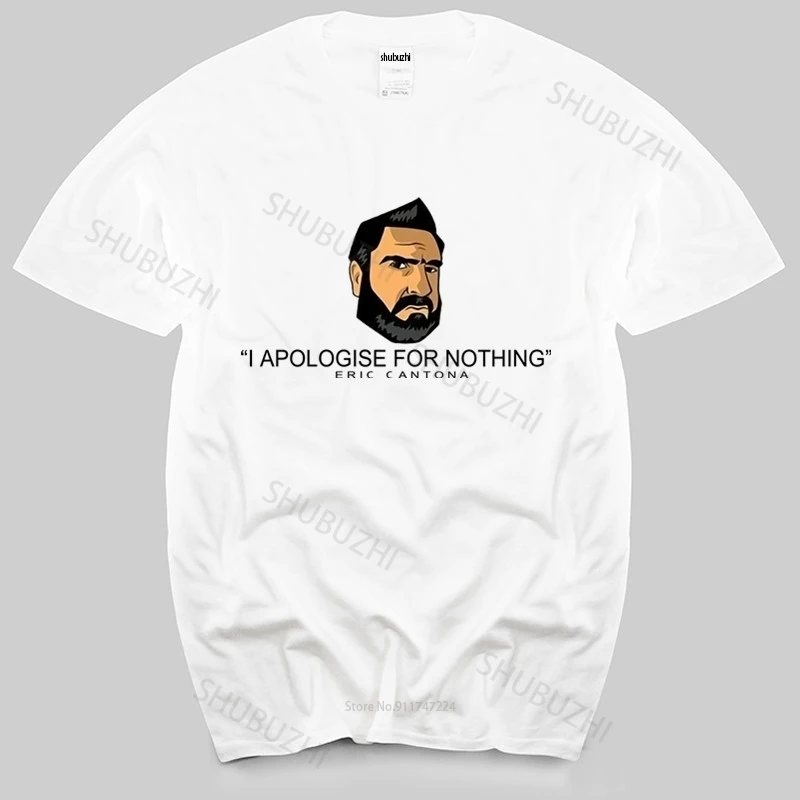 Men T Shirt Tshirts Black Tee T Shirt Design Eric Cantona Apology summer fashion t-shirt men cotton tops euro size boys gifts