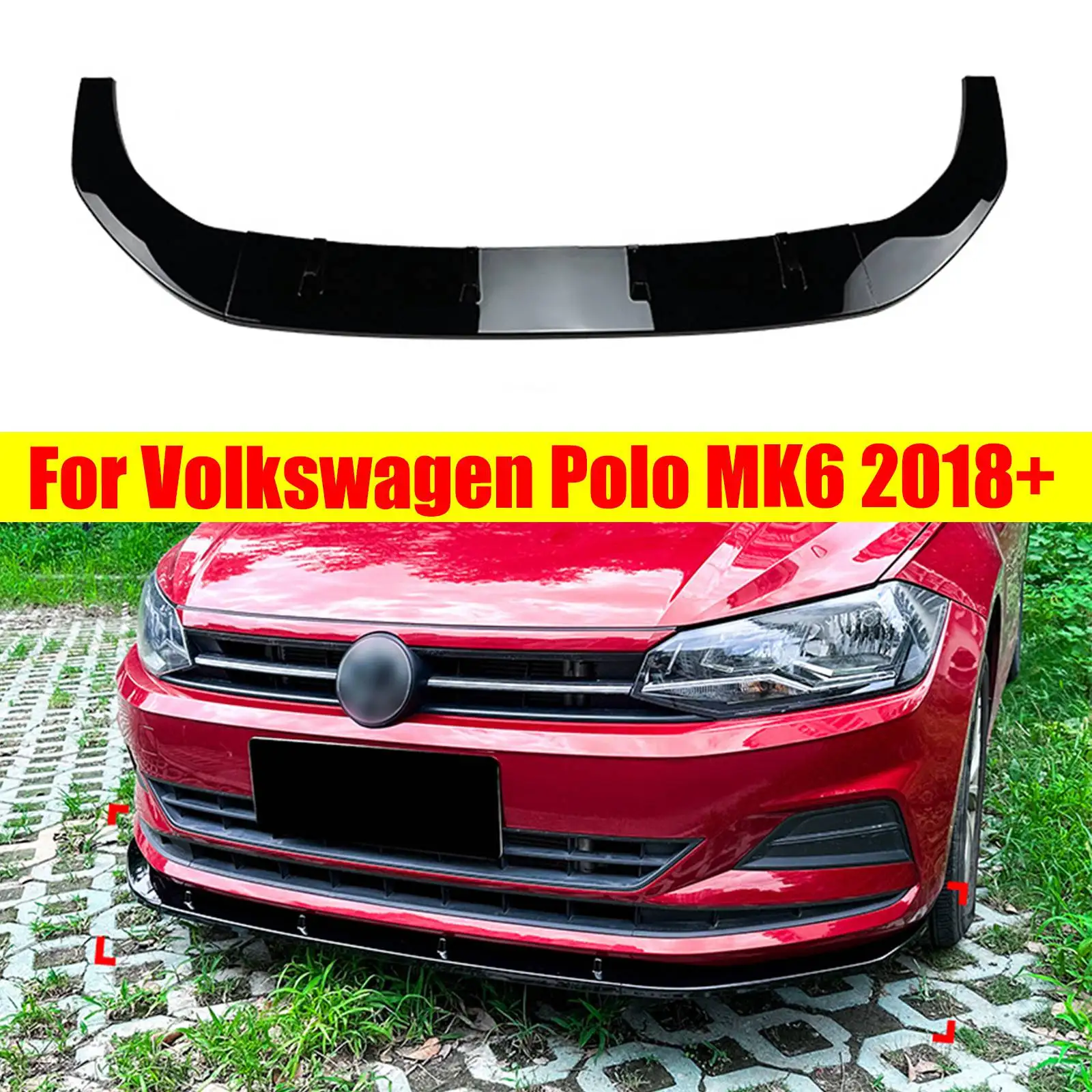 Car Front Bumper Splitter Lip Body Kit Auto Spoiler Diffuser Protector For Volkswagen VW Polo MK6 GTI 5 Door Hatchback 2019-2022