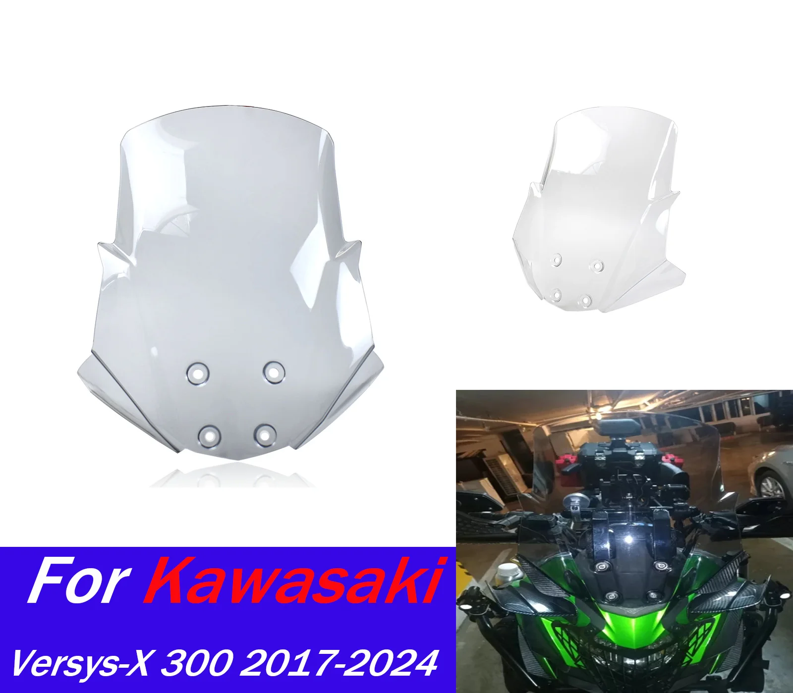 

For Versys-X300 Front Wind Screen Shield Air Deflectors For Kawasaki VersysX 300 2017-2024 Windscreen Windshield Accessories ﻿
