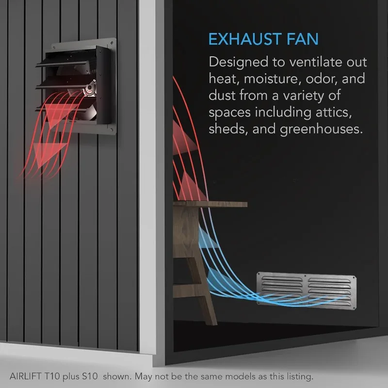 Shutter Exhaust Fan 14” with 10-Speed Controller,EC Motor - Wall Mount Ventilation and Cooling for Sheds, Attics and Greenhouses