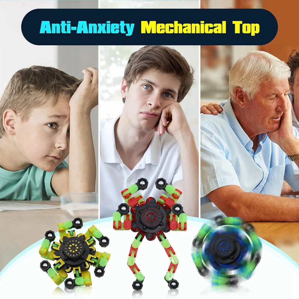 4 قطعة تململ المغازل يتوهج في الظلام الإصبع الدوران لتقوم بها بنفسك تشوه روبوت مضحك اللعب الحسية الضغط سبينر حفلة الحسنات