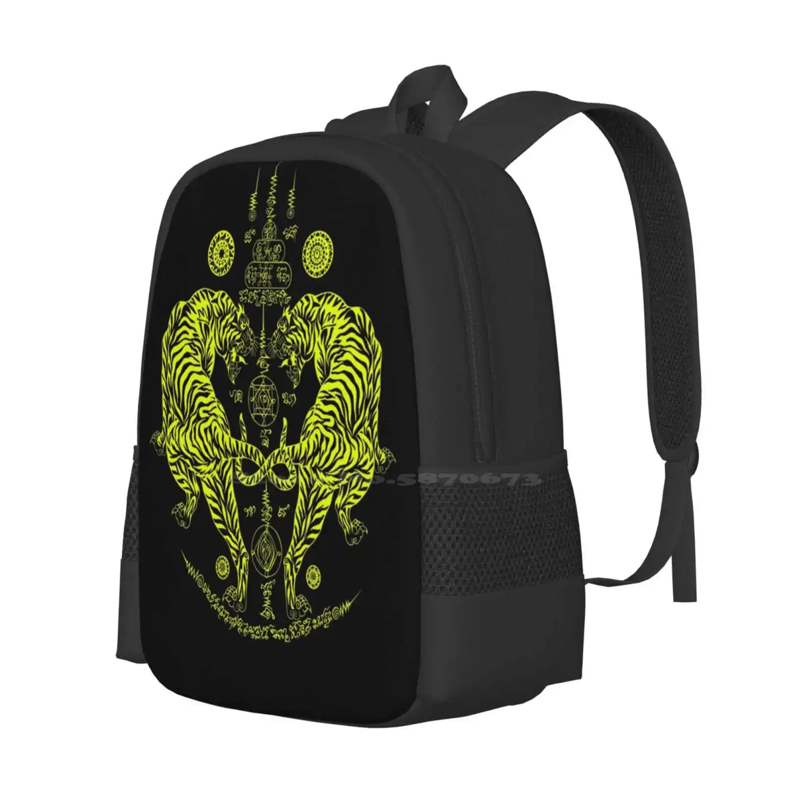 Thai tradizionale Art Of Talisman Twin Tigers-Yellow Design 3D Print Design zaino borsa per studenti Muaythai Muay Thai Abugida