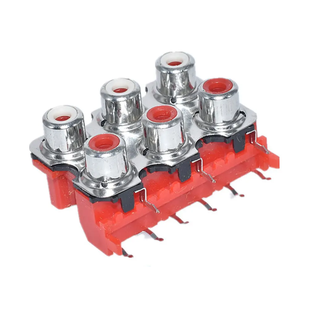 1Pcs PCB Mount Stereo Audio Video Jack RCA-213 RCA-413 RCA-613 Lotus Seat 2 4 6 Bit/hole AV-8.4-13 Shielded Audio Ports