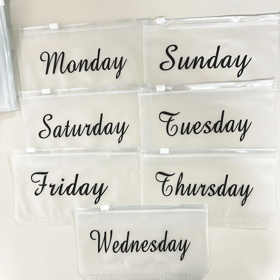 مجموعة واحدة من SKYSONIC مجموعة مخطط الميزانية A6 Macarone Binder، 7 قطع أكياس بسحاب أسبوعي، كتاب منظم مجلة أوراق الشجر السائبة