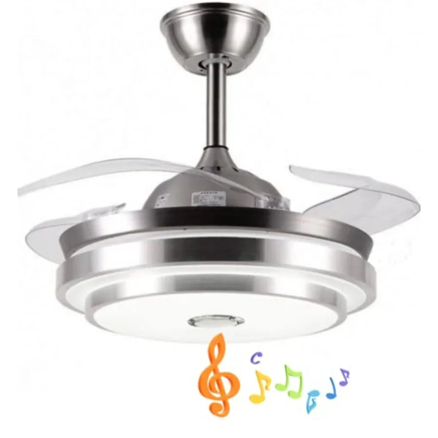 

42'' Modern Ceiling Fan with Integrated Bluetooth Music Player and LED Lighting Kit Remote-Controlled 3-Color Ambience Settings