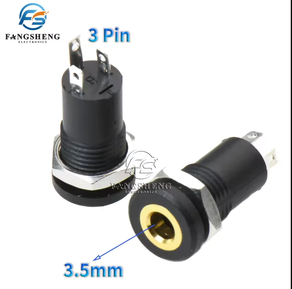 1/5/10Pcs PJ392A 3.5MM Audio Jack Socket Stereo 3 Pole Solder Panel Mount With Nut Connector Headphone Female Socket PJ-392A