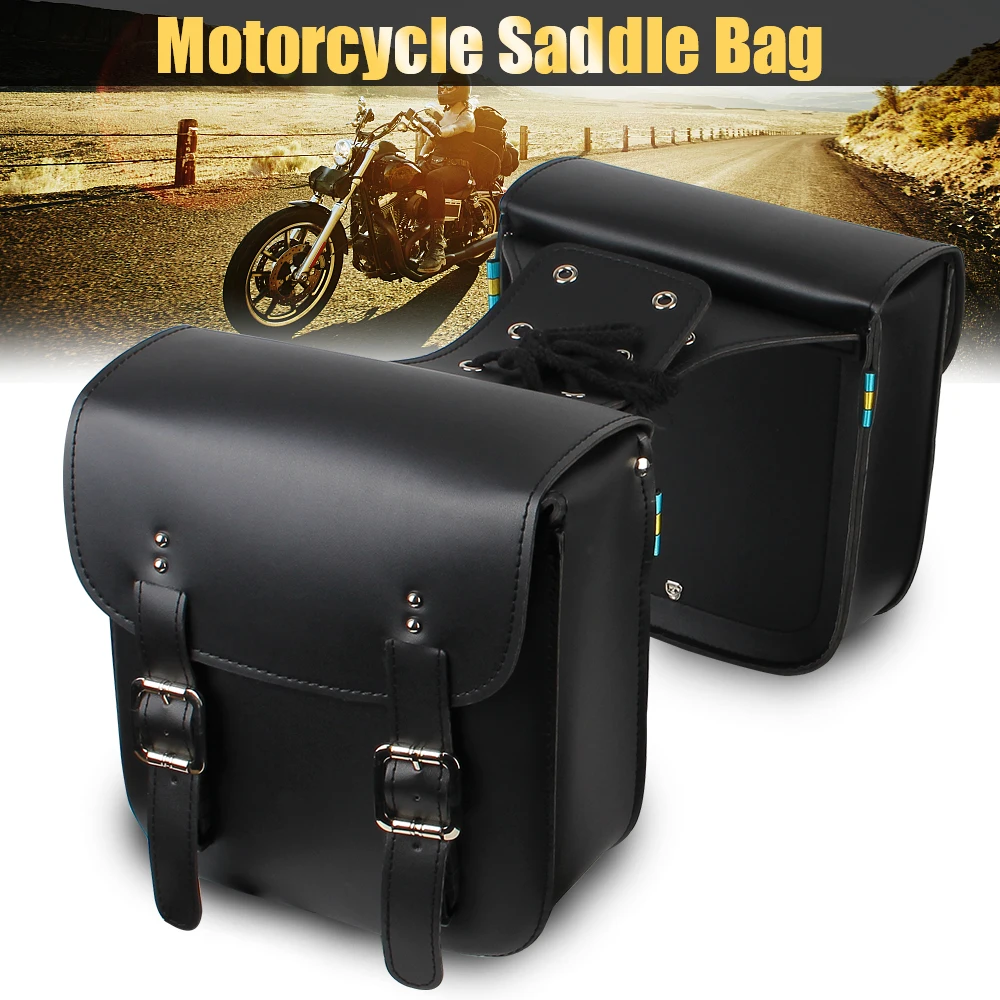 Waterproof Motorcycle Saddle Bag Storage Side Pouch Retro Fashion PU Leather Saddlebag Large Capacity Tool Motorbike Accessories