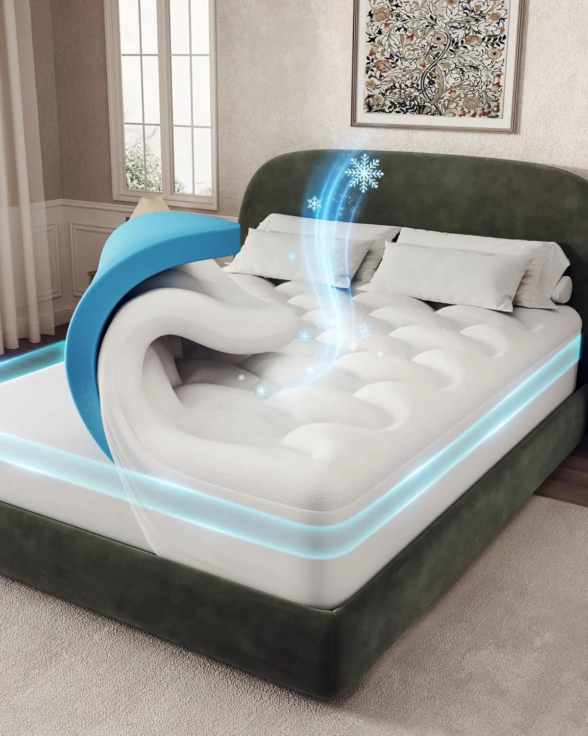 

4 inch Dual Layer King Mattress Topper, 2 inch Gel Memory Foam, 2 inch Down Alternative Pillow Top Pad, Mattresses Cover for Bed