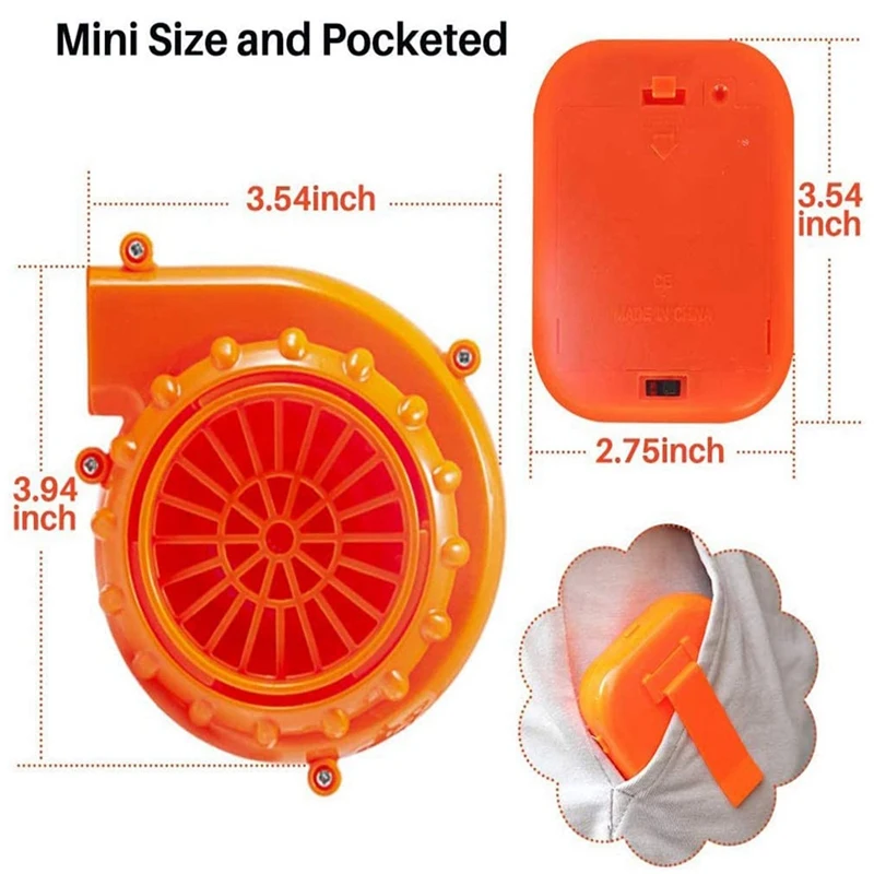 Mini Blower Fan For Dinosaur Costume Or Mascot Head Or Other Inflatable Game Costume Set, Orange