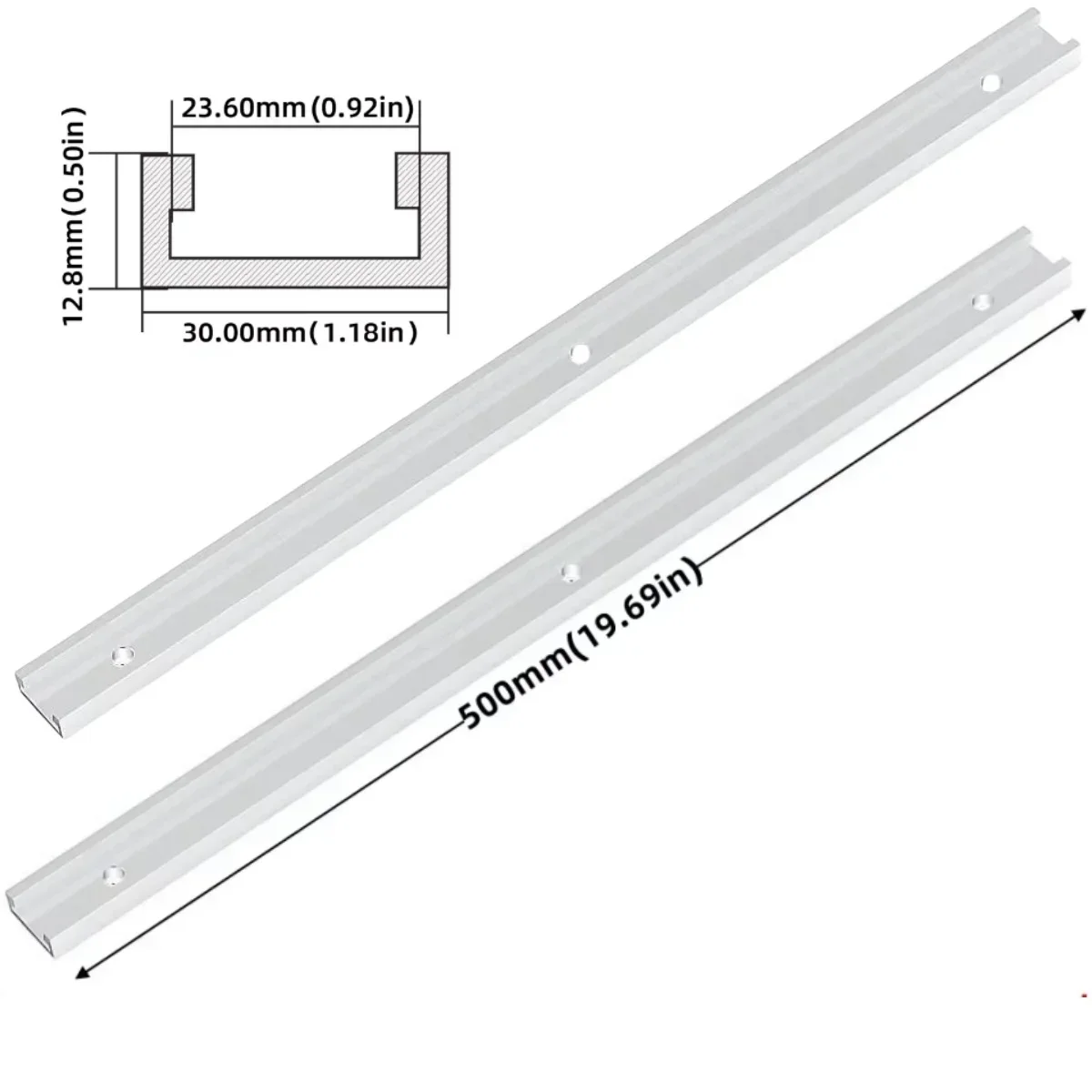 2er-Pack Holzbearbeitungs-T-Schienen, Hochbelastbare Aluminium-Gehrungsschienen für Frästische, Sägeleisten, Vorrichtungen und Klemmsysteme – Detail 19