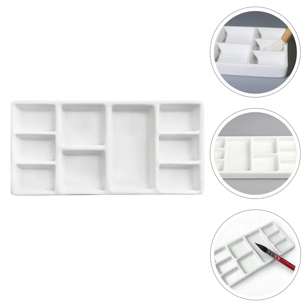 

Ceramic Paint Pallet Rectangular Pigment Tray Oil Painting White Good Material Practical Durable Gift Painting Lovers