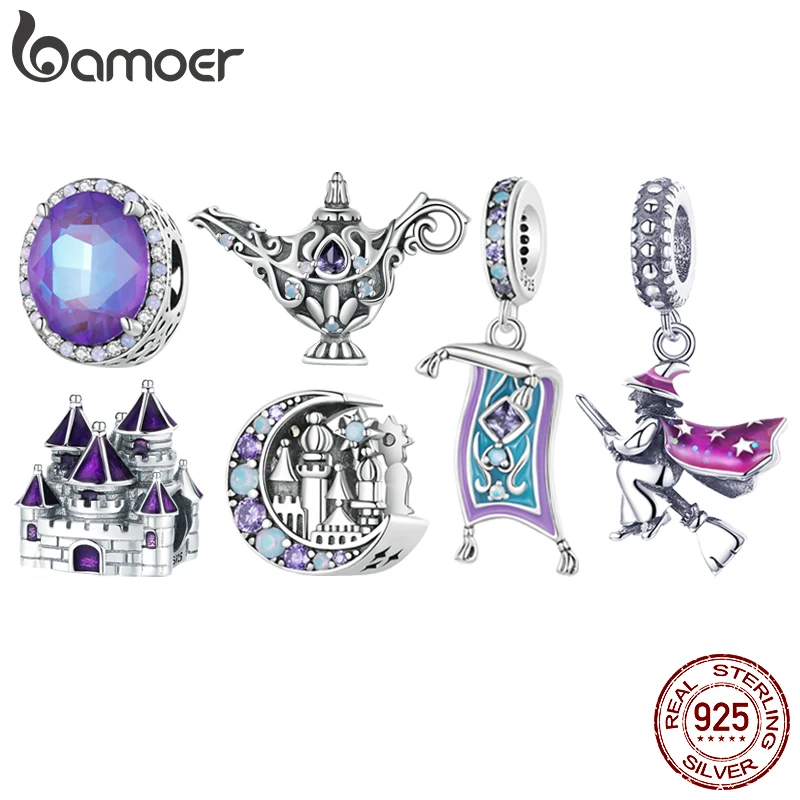 Bamoer 925 Sterling Silver Moonlight Castle Bead Magic Carpet Pendant Lamp Charm for Bracelet DIY Fine Jewelry Gift