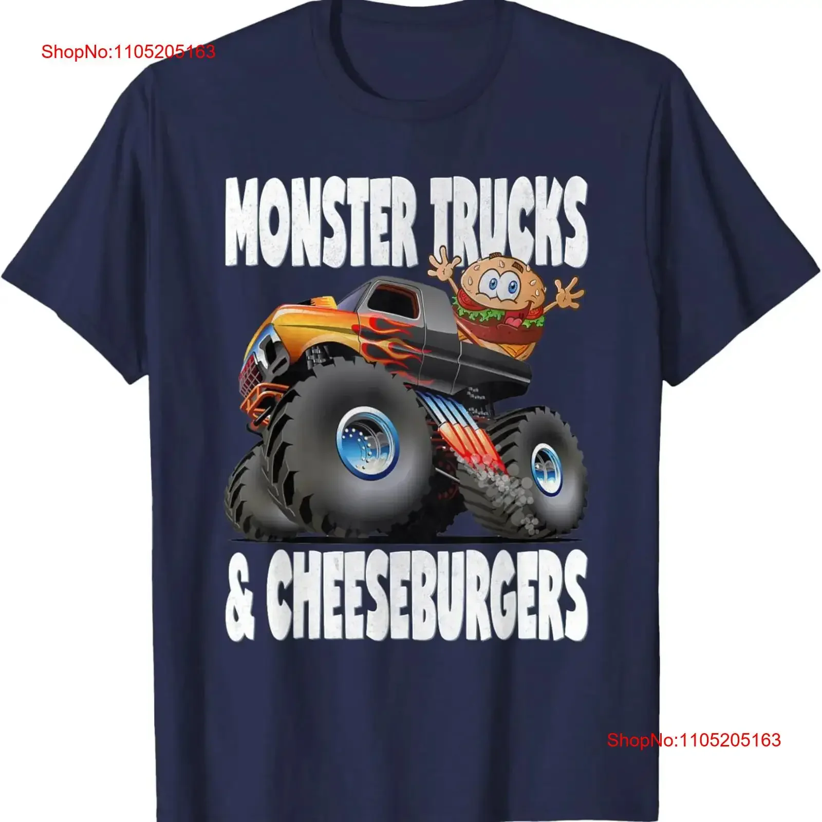 تي شيرت Monster Trucks Cheeseburgers Vintage Burger Truck تي شيرت عتيق مغسول للجنسين ملابس مصممة قابلة للتنفس وناعمة #1