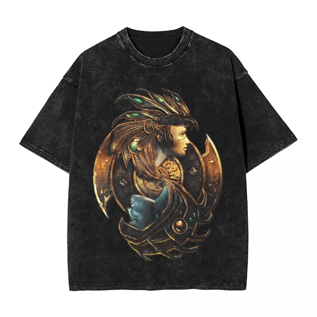 Washed T Shirts Baldur's Gate Throne Of Bhaal Mythology Hip Hop T-Shirts Harajuku Game Streetwear Graphic Tee Shirt Men Women