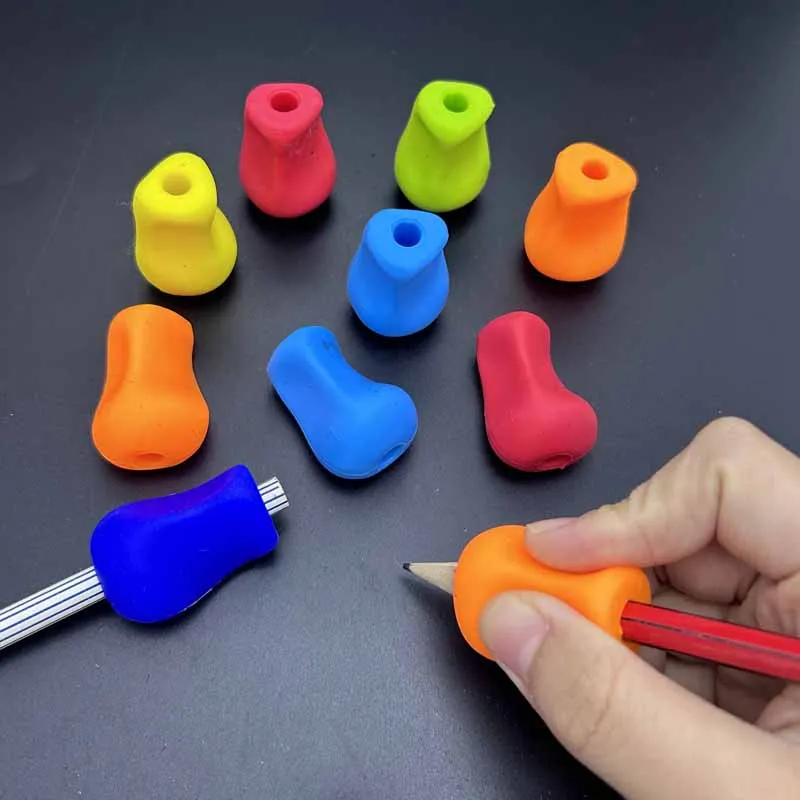 12pcs Writing Corrector Grip Practise Silicone Pen Aid Grip Posture Correction Learning Device Random Colors Students Supplies