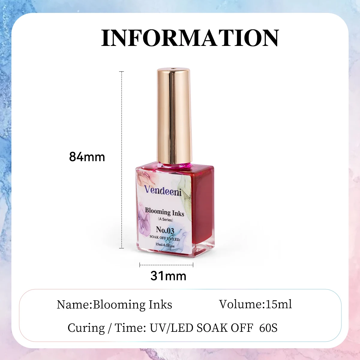 Vendeeni Professional Custom Nail Art Salon 12 Colors Marble Ink Alcohol TPO HEMA FREE OEM Custom Water Blooming Gel Polish Set