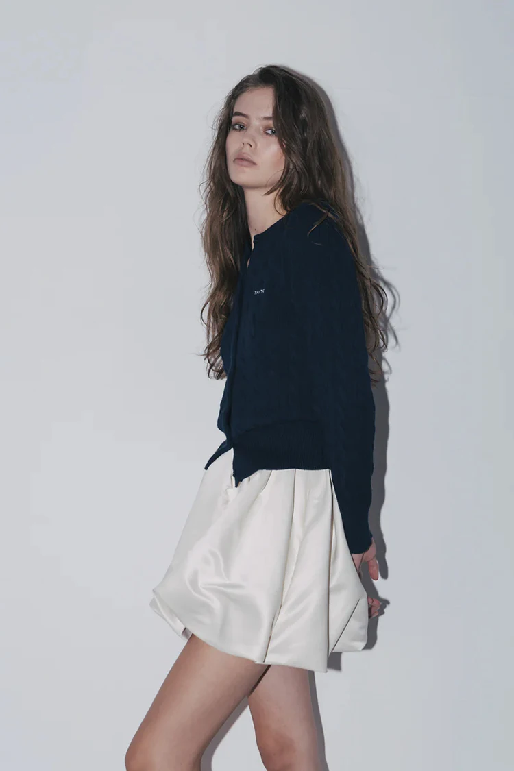 Lautaro Spring Summer Sweet Cute Soft Shiny Satin Mini Bud Skirt Women with Shorts High Waist Short Luxury Designer Clothes