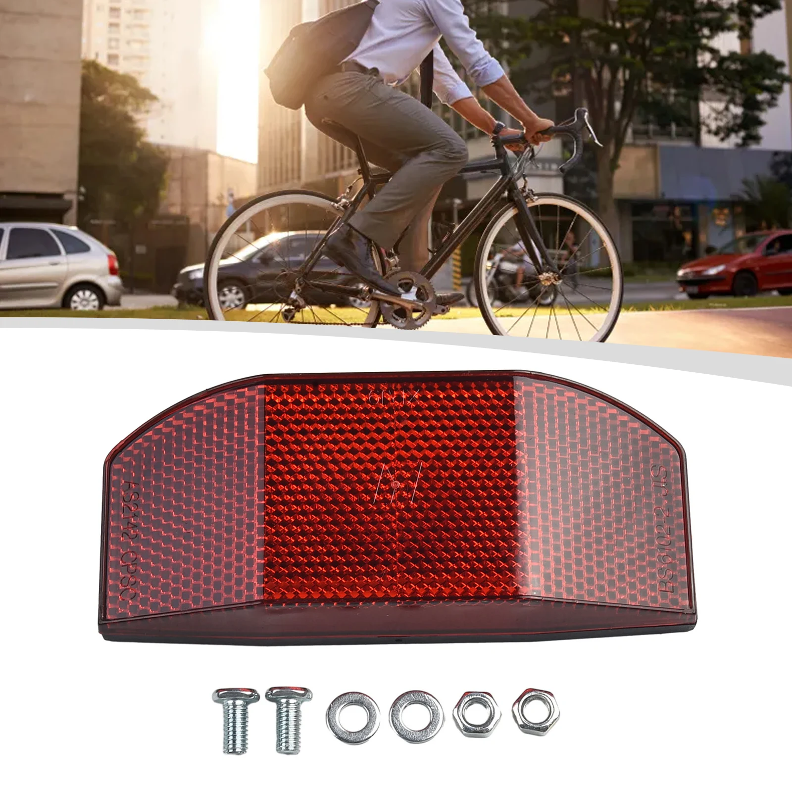 

Mountain Bike Rear Reflector Film With Beveled Edge Design Wide Light Receiving Area And Plastic Mounting Support