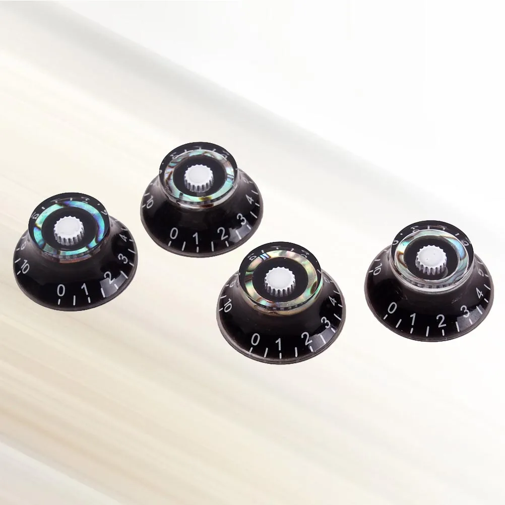 

4 PCS/Set Electric Guitar UFO Abalone Parts Control Knobs Cap Volume Tone Black