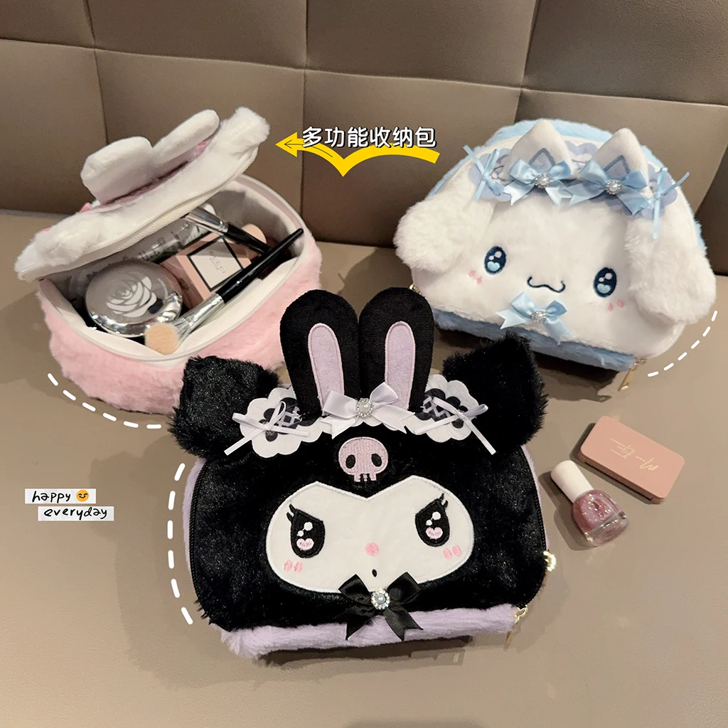 

Sanrio My Melody Kuromi Toy Hello Kitty Cinnamoroll Плюшевая косметичка Портативная косметичка Kawaii Дорожная сумка Подарок для ежедневного использования для девочек