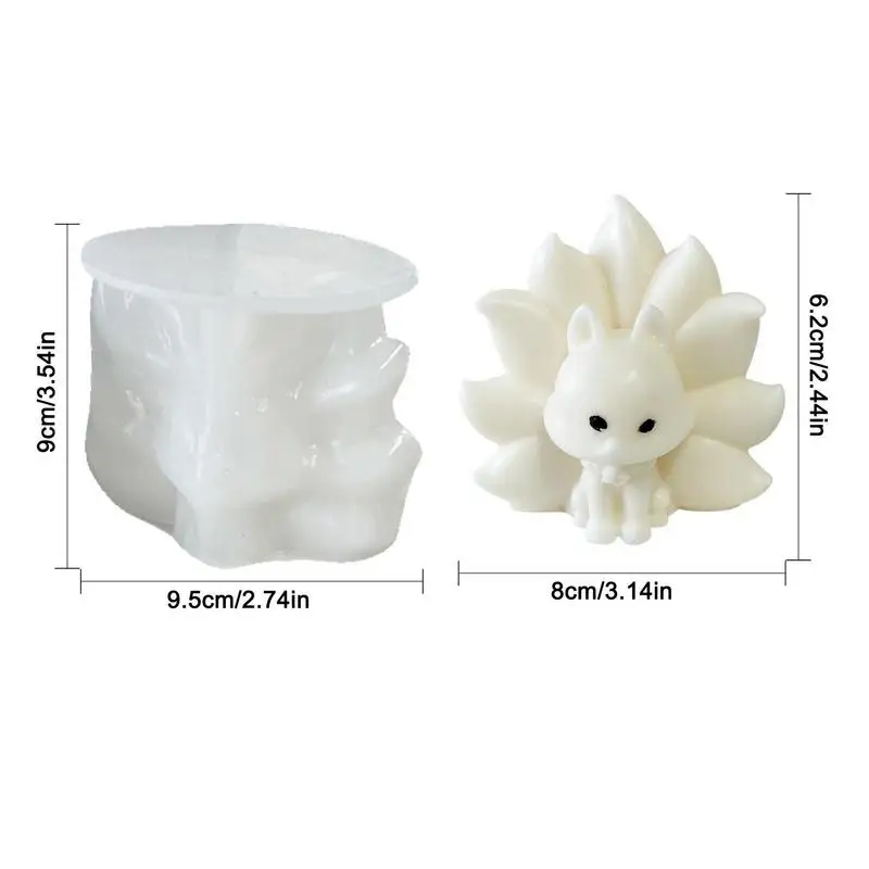 Moldes de resina para fabricación de zorros, molde de silicona 3D de nueve colas para animales, epoxi, jabón y vela