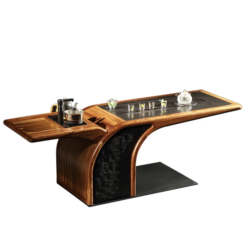 Spreading Wings New Chinese Solid Wood Designer Tea Table Nordic High end Ebony Tea Table and Chair Combination O1