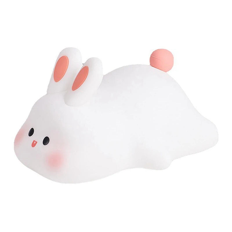 Big Face Rabbit Light LED Portable Rechargeable Bunny Lamp Night Light For Baby Nursery USB Dimmable Rabbit Night Lamp Durable