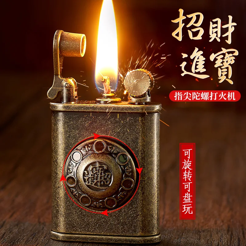 Retro Watch Kerosene Lighter Metal Creative Gyro Wheel Flint Antique Lighter Vintage Gasoline Kerosene Lighter Men's Gift view 4