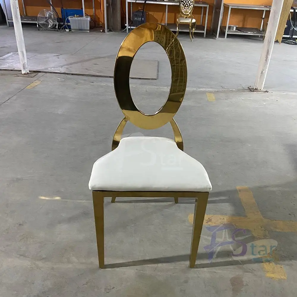 

wholesale stacking banquet wedding stainless steel leather round back dining gold silver chair