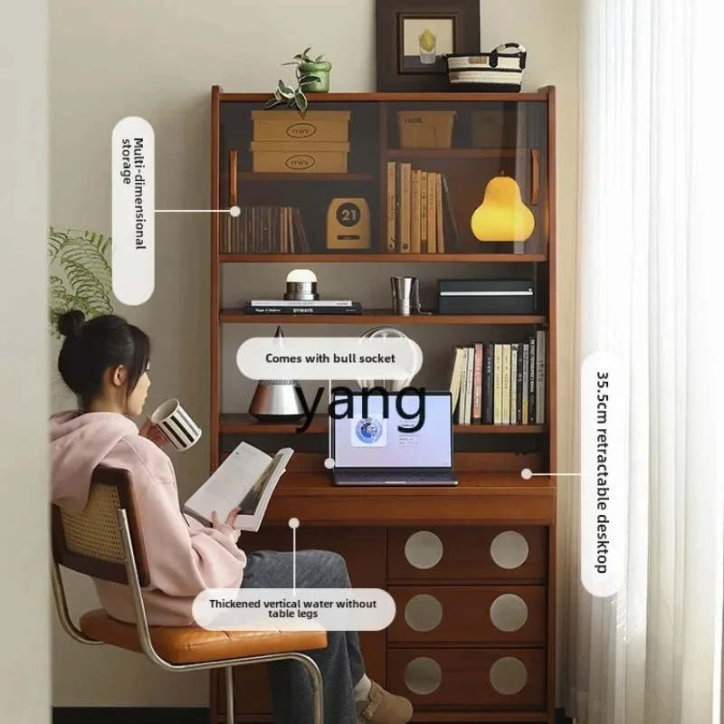 CX1 medieval folding retractable desk bookcase integrated small household retractable computer desk