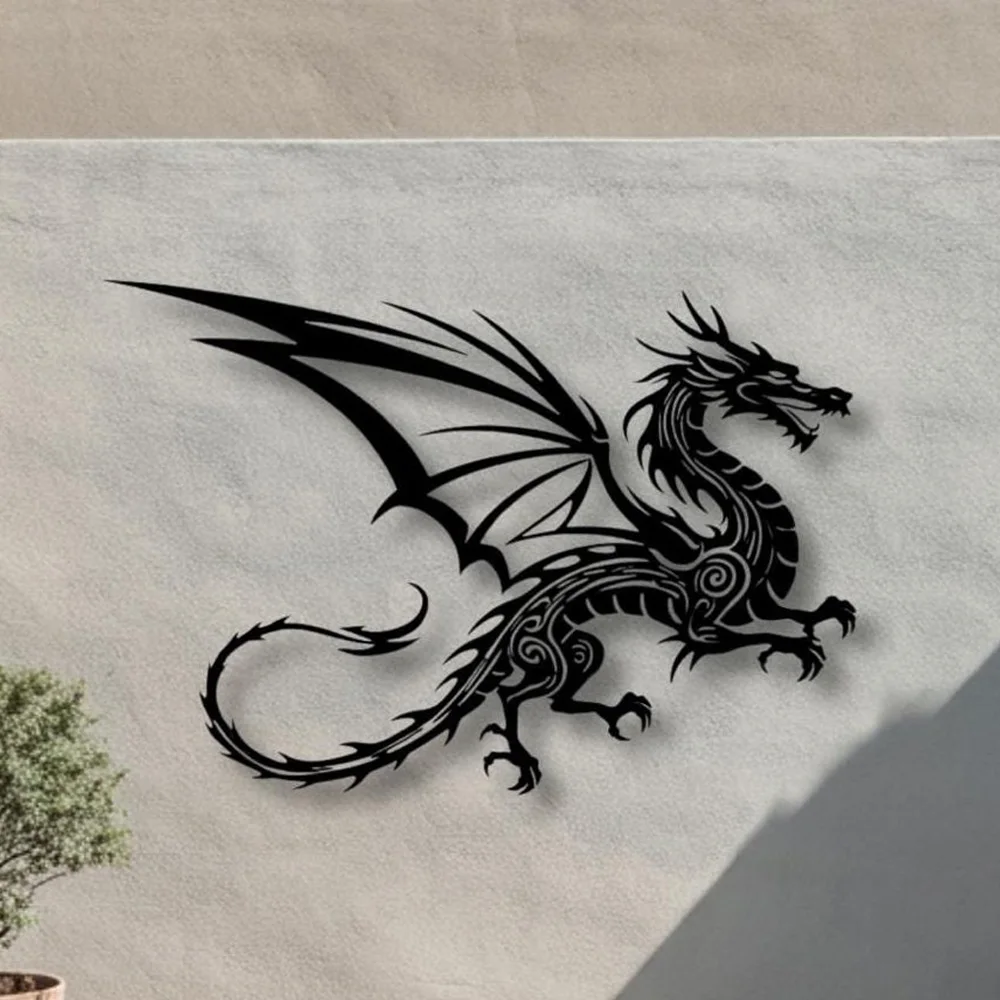 

A Fierce Dragon Metal Wall Art Sculpture for Garden Home Indoor Outdoor Decoration Mythical Creature Wall Decor Gifts