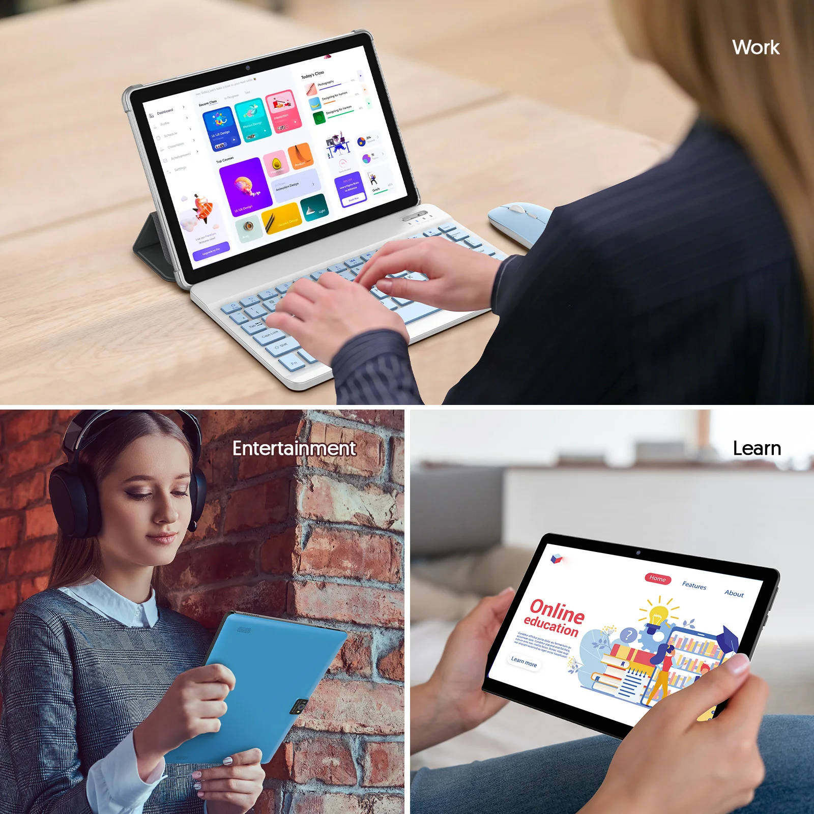 تابلت اندرويد 15، شاشة 10.0 بوصة، معالج رباعي النواة، ذاكرة وصول عشوائي 12 جيجابايت (3 جيجابايت + 9 جيجابايت)، تخزين 64 جيجابايت، كاميرات مزدوجة 2 ميجابكسل + 8 ميجابكسل، 6000 مللي أمبير في الساعة