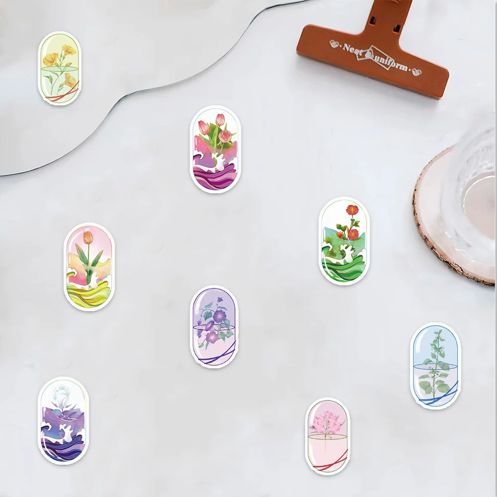 50PCS Beautiful Capsule Flower Graffiti Stickers Scrapbooking Collage Material Water Cup Guitar Diary Phone Case Stickers